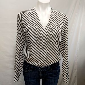 Express black and white striped shirt sz S